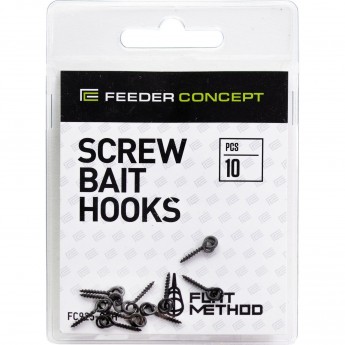 Крепления для бойлов/приманок FEEDER CONCEPT FLAT METHOD SCREW BAIT HOOKS 10шт.