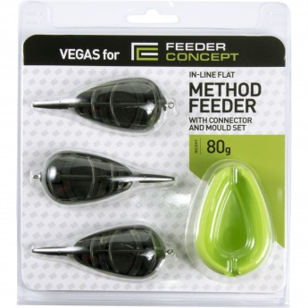 Набор фидерных кормушек FEEDER CONCEPT Vegas Flat METHOD 80г 3шт. и уплотнитель