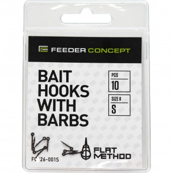 Шипы для бойлов/приманок FEEDER CONCEPT FLAT METHOD BAIT HOOKS WITH BARBS р,002M 10шт.
